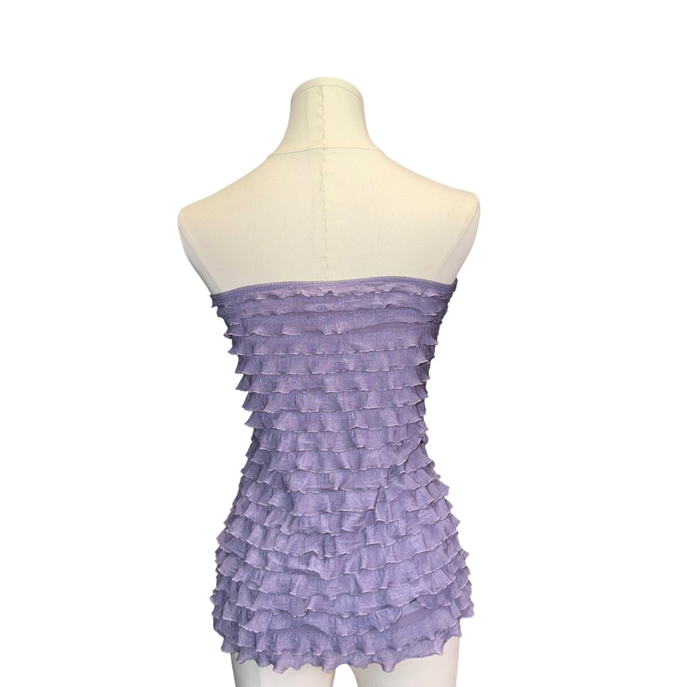 Vintage Charlotte Russe Lavender Purple Ruffle Strapless Tube Top Y2K Medium - Picture 3 of 10
